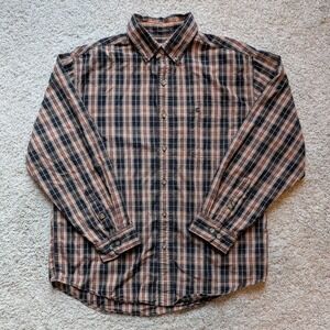 Carhartt Plaid Button Down Shirt Mens Large Black Tan Fall 2010